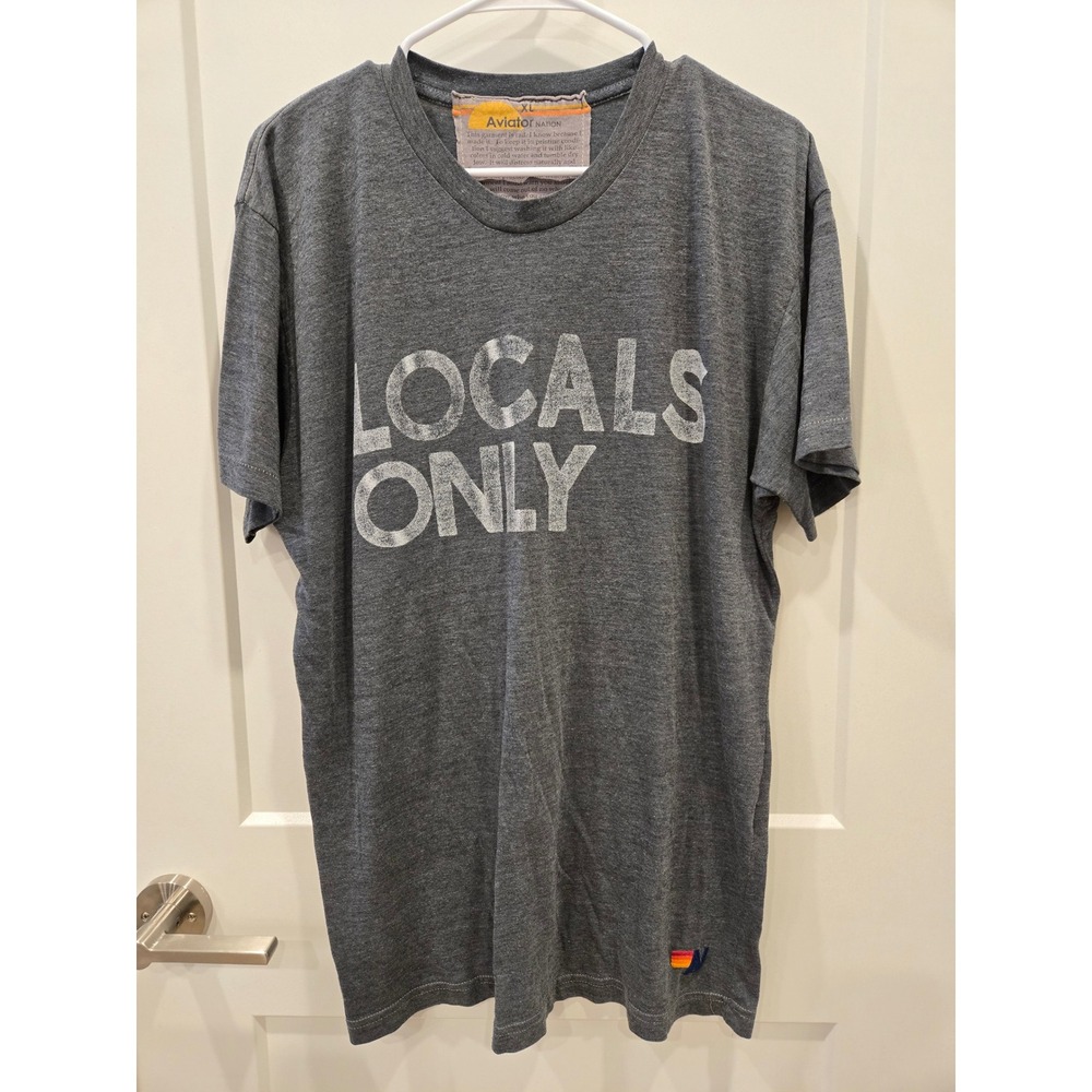 Aviator Nation Locals Only Graphic T-Shirt XL Charcoal Heather Grey Mens Tee